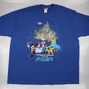 Vintage Walt Disney World T Shirt The Happiest Celebration On Earth Blue Sz 2XL